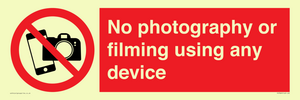 No photography or filming using any device